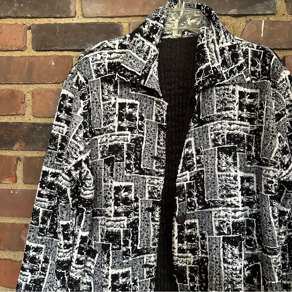 UbU Jacket Crinkle Button Front Textured Travel -medium -41 Chest -32” Long